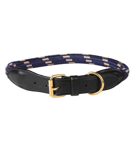 Weatherbeeta Rope Leather Dog Collar (S) (Navy/Brown) - UTWB1342