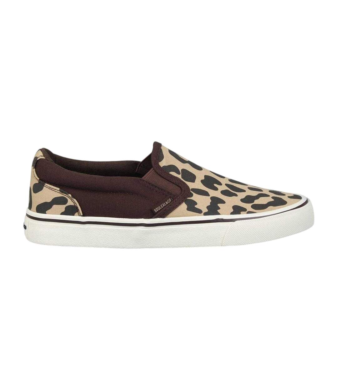 Womens/ladies Leopard Print Canvas Slip-on Trainers Brown SoulCal-1