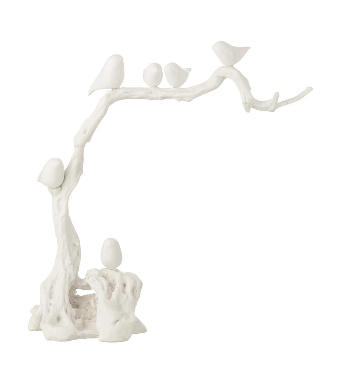 Oiseaux sur Branche en Résine Maribel 62cm Blanc-1