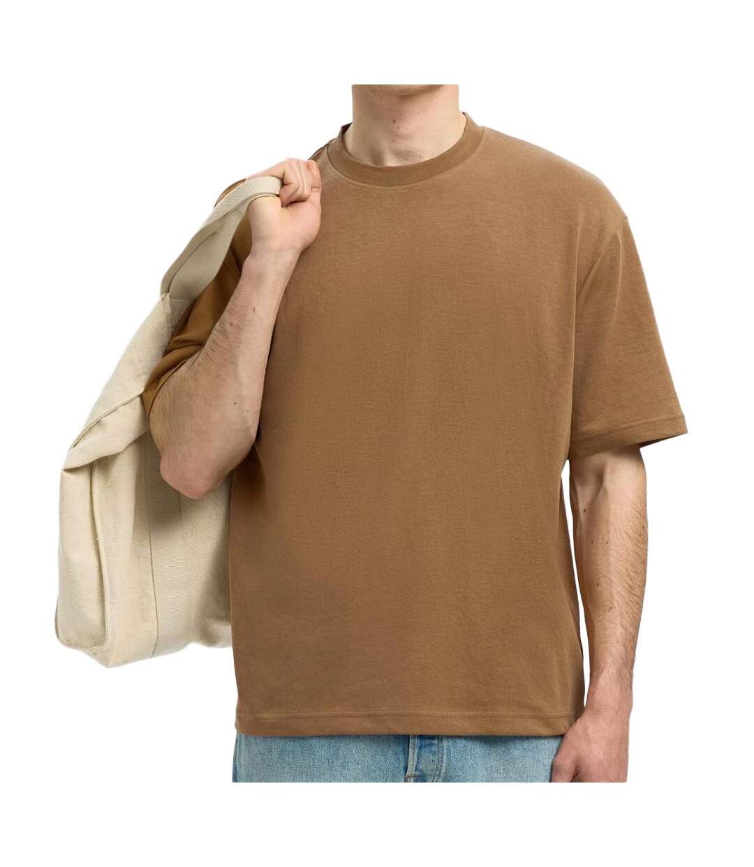 T-Shirt marron homme selected slhlooseoscar-1