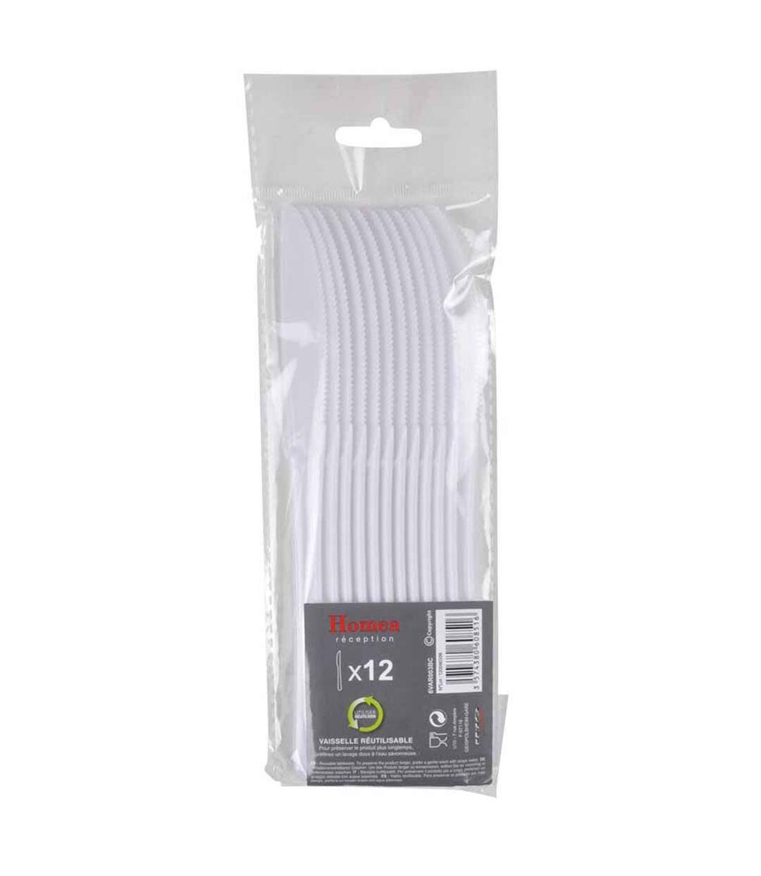 Lot de 12 Couteaux Réutilisables 20cm Blanc-1