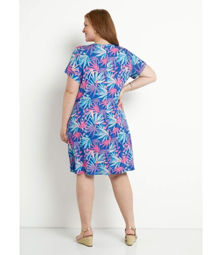 Robe courte droite évasée imprimé feuillage