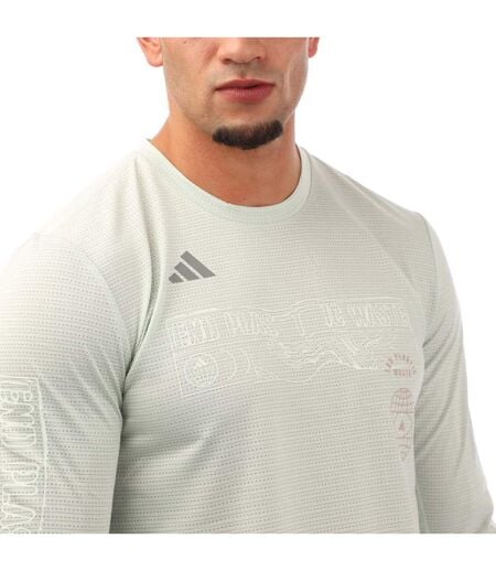 T-shirt Manches Longues Course À Pied Global Homme Vert Adidas