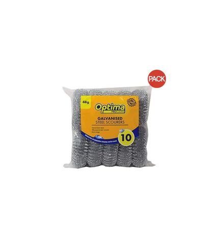 Pack of 10  Optima galvanised steel scourers  one size grey Ramon