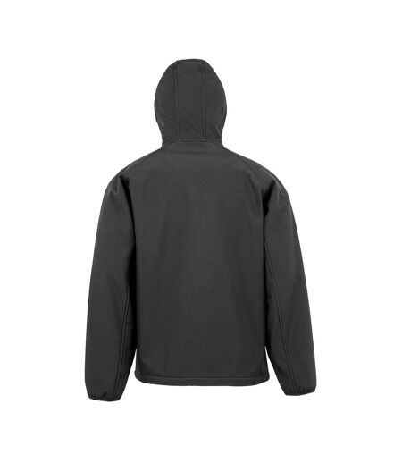 Result Mens Hooded 3 Layer Recycled Soft Shell Jacket (Black)