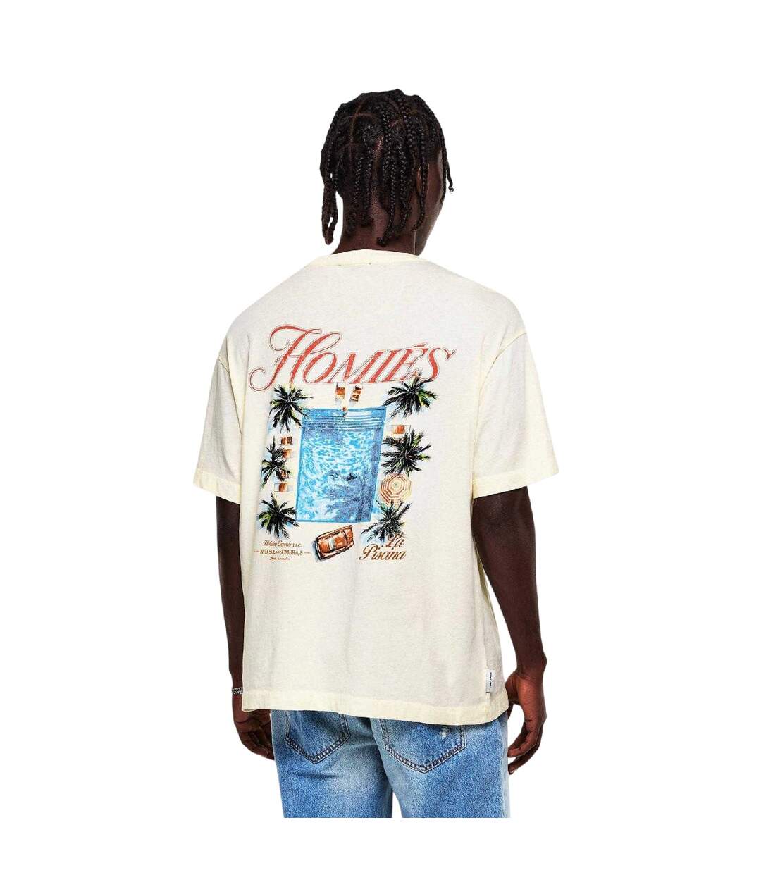T-shirt Motif/style Imprimé Graphique Piscina Homme Beige Homies Marbella-4