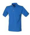 Henbury Mens Classic Plain Polo Shirt With Stand Up Collar (Royal)