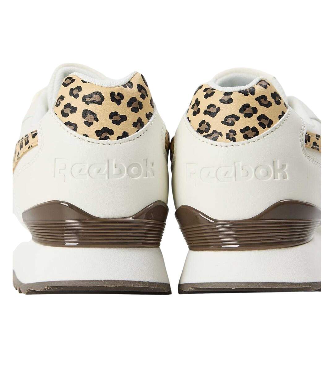 Womens/ladies Royal Glide Leather Trim Ripple Clip Trainers Chalk Leopard Reebok-2