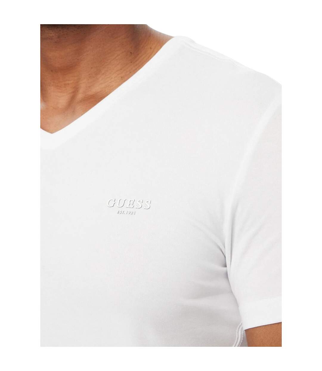 Mens Cotton Extra-slim T-shirt Pure White Guess-3