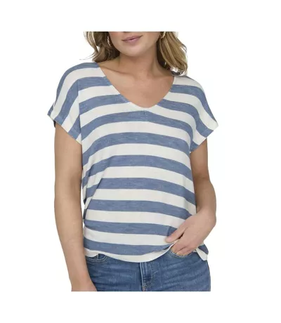 T-Shirt blanc/bleu femme only life