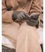 Isotoner Gants femme tactiles en cuir d'agneau - doublés micro fausse fourrure-2