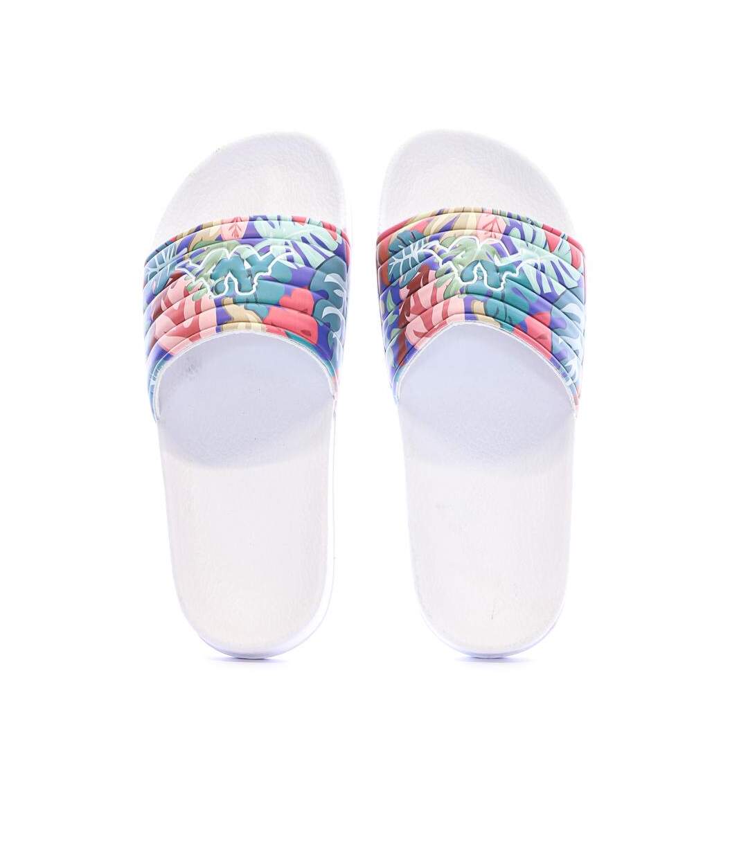 Claquettes blanches à fleurs femme kappa logo noles 5-3