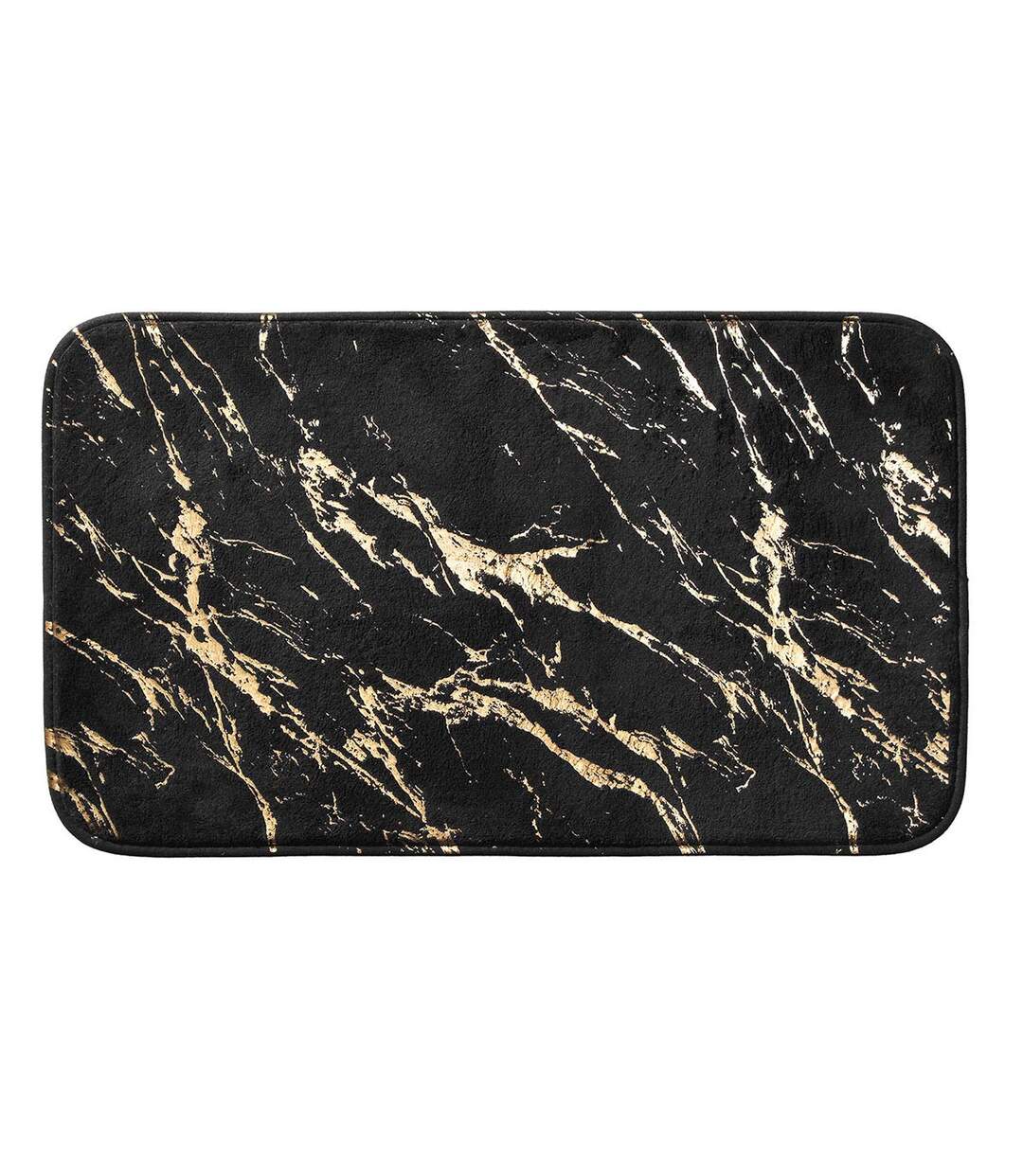 Tapis de Bain Imprimé Aquamarbre 45x75cm Noir & Or-1