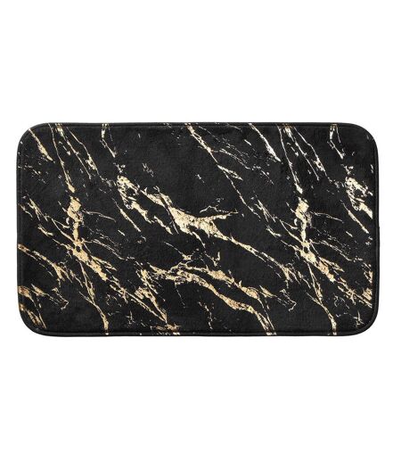Tapis de Bain Imprimé Aquamarbre 45x75cm Noir & Or
