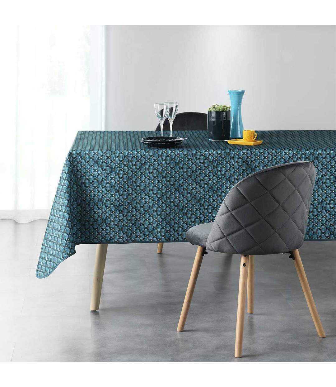 Nappe Imprimée Art Chic 150x240cm Bleu-2