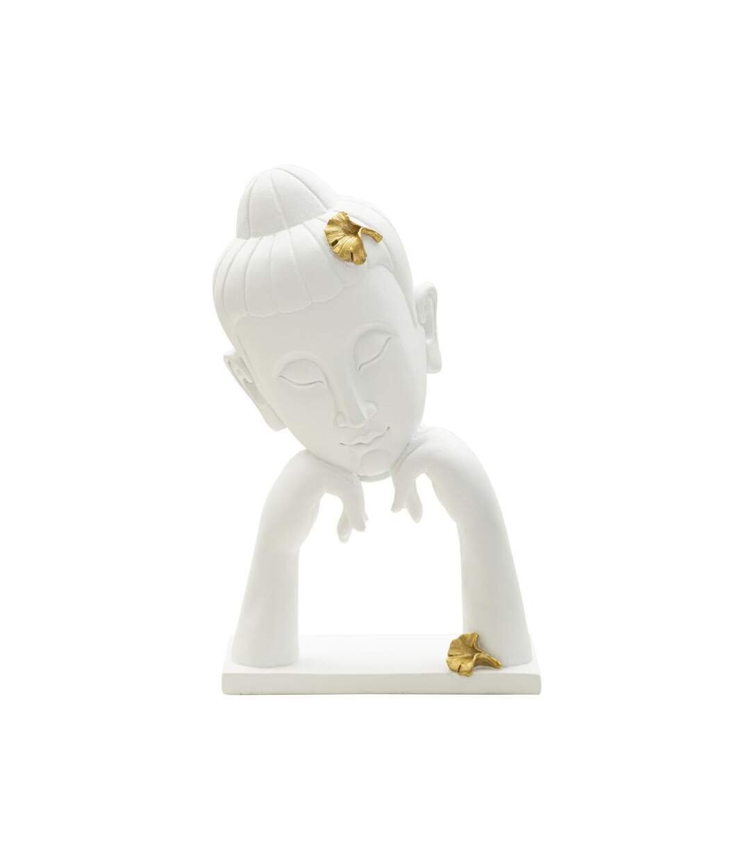 Statuette Déco en Résine Bouddha Mains 36cm Blanc-1