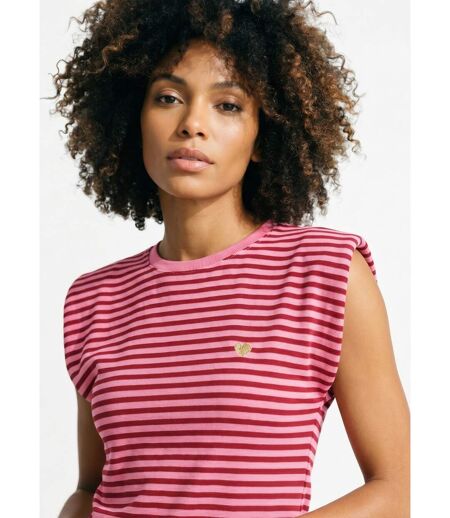 T-shirt maille fantaisie, broderie coeur