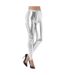 Womens/ladies 80s disco metallic leggings silver Smiffys-1