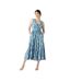 Maine Womens/Ladies Floral V Neck Midi Dress (Blue) - UTDH5992