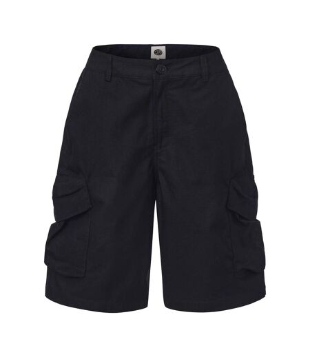Mens Cotton Reinforced Tailored Casual Cargo Shorts Black Pretty Green
