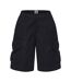Mens Cotton Reinforced Tailored Casual Cargo Shorts Black Pretty Green-1
