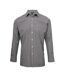 Premier Mens Gingham Long-Sleeved Shirt (Black/White) - UTPC6015
