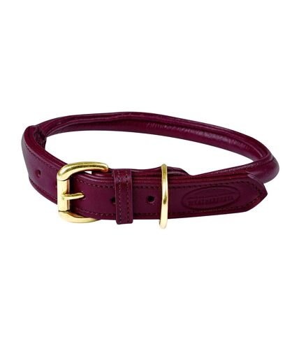 Weatherbeeta Rolled Leather Dog Collar (XXL) (Maroon) - UTWB1256