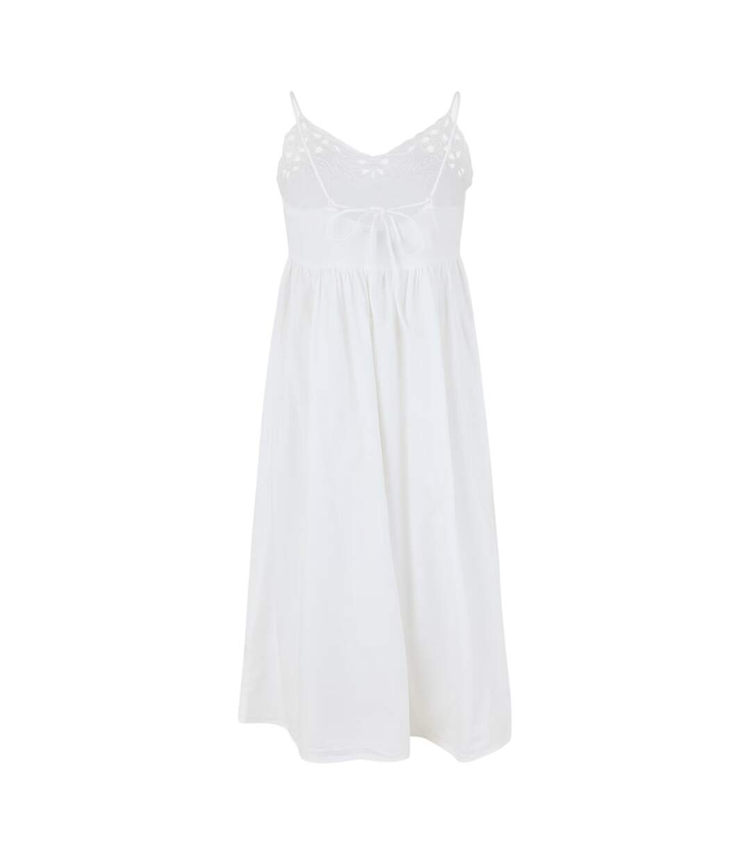 Robe Mi-longue Bretelles Fines Motif/style Broderie Femme Blanc Neige Vero Moda-2