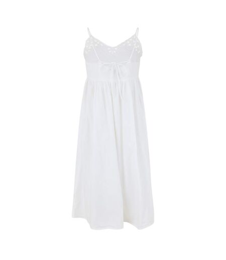 Robe Mi-longue Bretelles Fines Motif/style Broderie Femme Blanc Neige Vero Moda