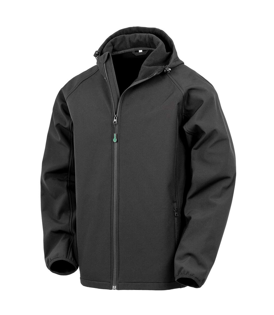 Mens hooded 3 layer printable soft shell jacket black Result Genuine Recycled-1