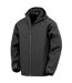 Result Genuine Recycled Mens Hooded 3 Layer Printable Soft Shell Jacket (Black)