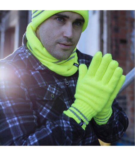 Heat Holders - 1 Ensemble Homme Bonnet Gant Cache Cou Haute Visibilité Hiver