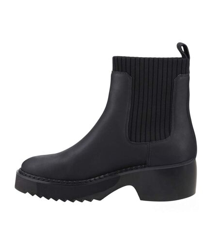 Womens/ladies Millie Leather Ankle Boots Black Toms