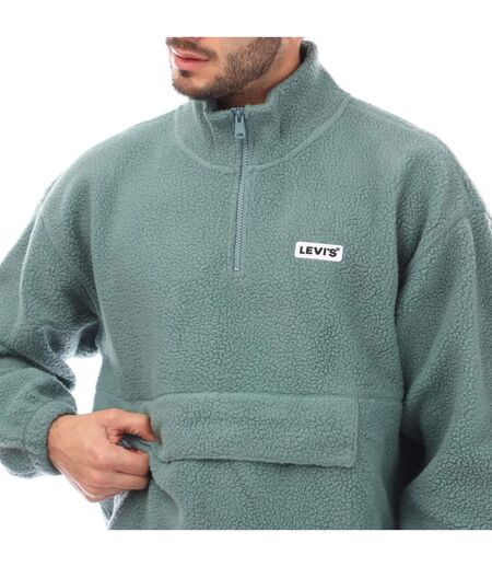 Mens Quarter Sherpa Fleece Mock Neck Jacket Green Levis