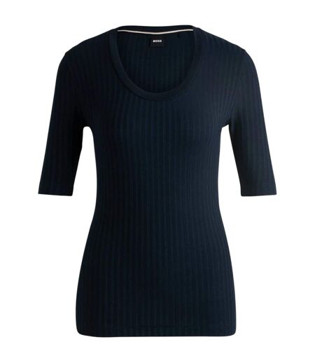 T-shirt Effilie Femme Bleu Foncé Boss