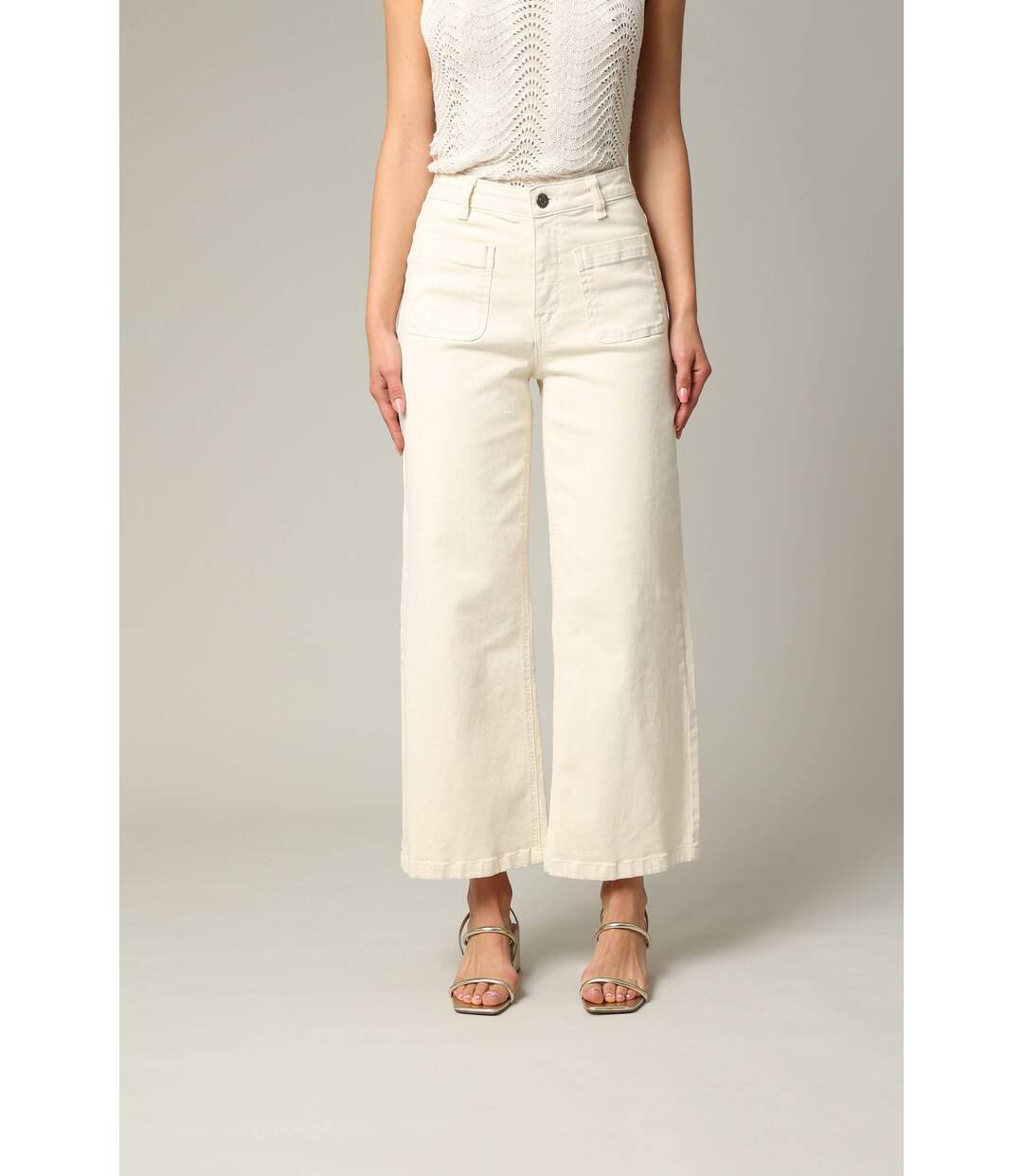 Jean taille haute coupe large en denim noir LILOO-3