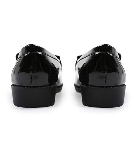 Womens/ladies Houston Patent Leather Slip-on Wide Loafers Black Where´s That From