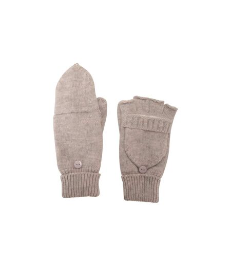 Womens/ladies fingerless knitted mittens one size beige Mountain Warehouse