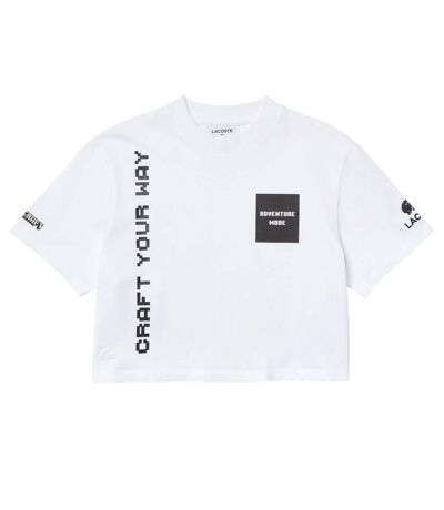 Womens/ladies Minecraft Organic Cotton T-shirt White Lacoste