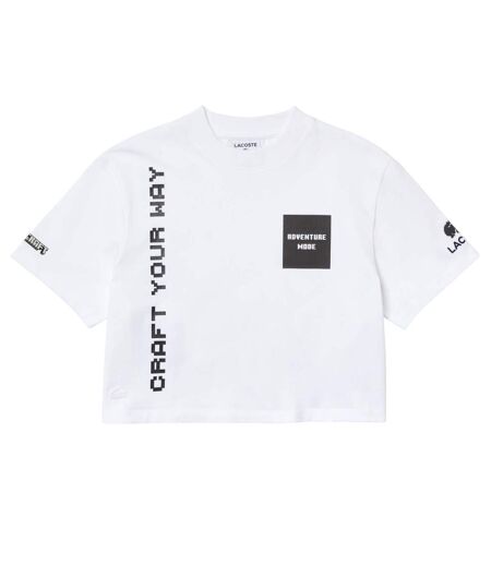Womens/ladies Minecraft Organic Cotton T-shirt White Lacoste
