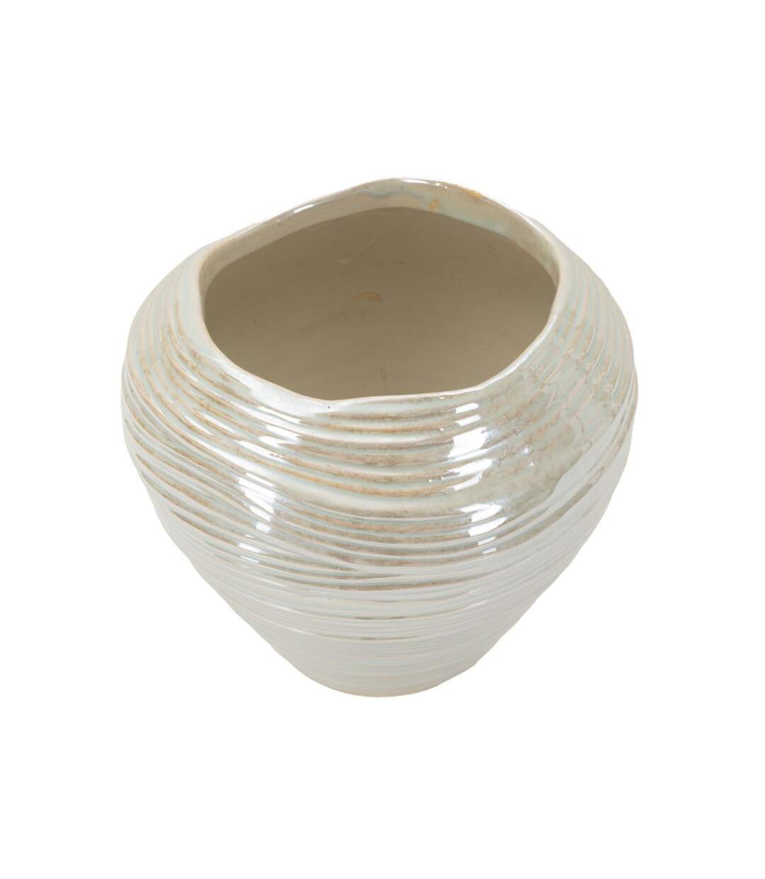 Vase Rond en Céramique Perly 22cm Blanc-2
