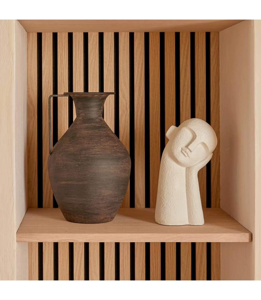 Vase Cruche en Métal Wonj 30cm Marron-3