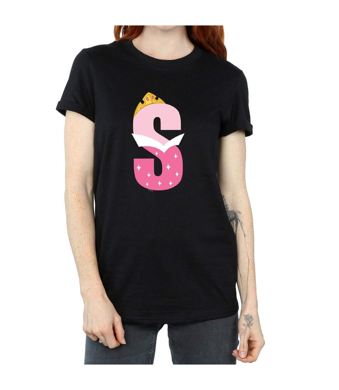 Disney Womens/Ladies Alphabet S Is For Sleeping Beauty Cotton Boyfriend T-Shirt (Noir) - UTBI42685-3