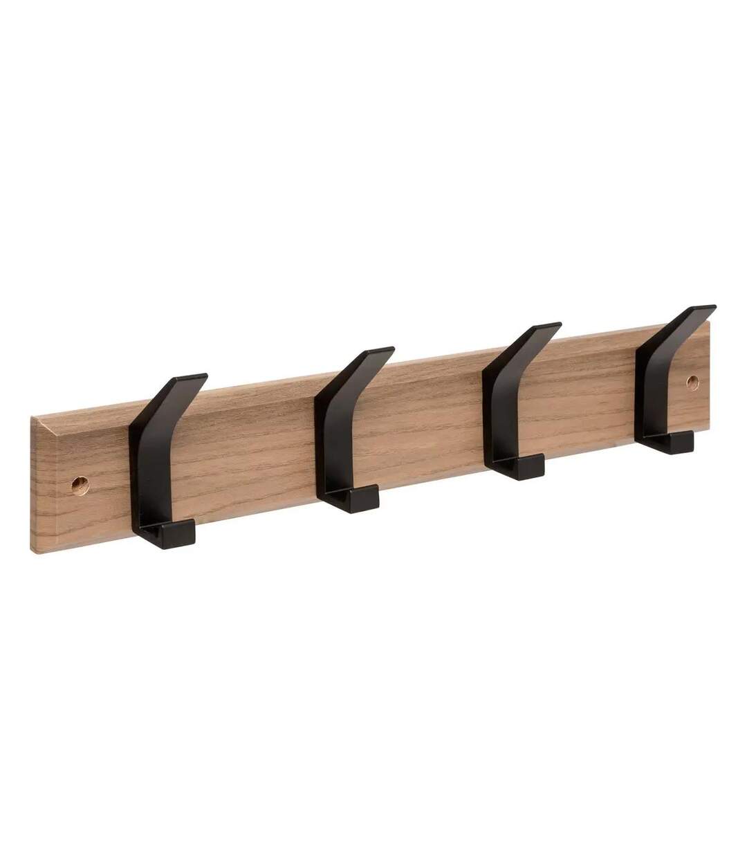 Patère 4 Tiges Effet Bois Ziny 45cm Naturel & Noir-1
