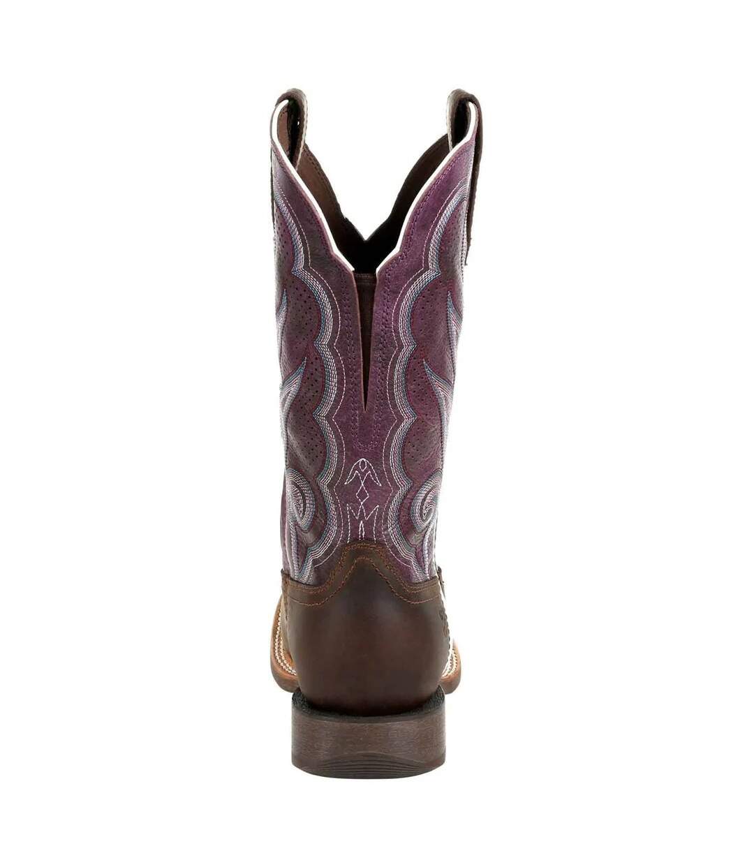 Womens/ladies Lady Rebel Pro Full Grain Leather Cowboy Boots Oilded brown Plum Durango-2