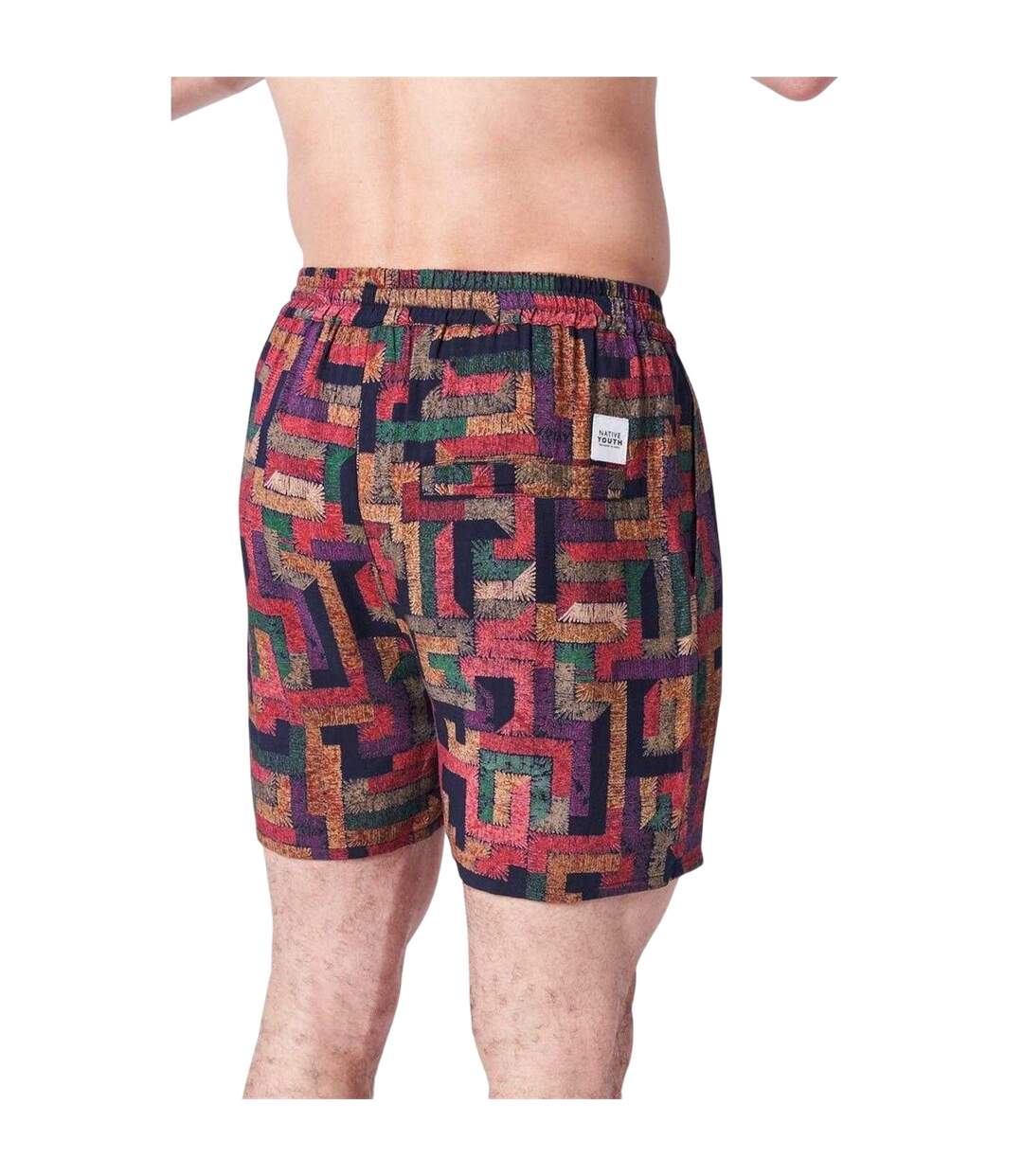Mens Geometric Shorts Black Native Youth-2
