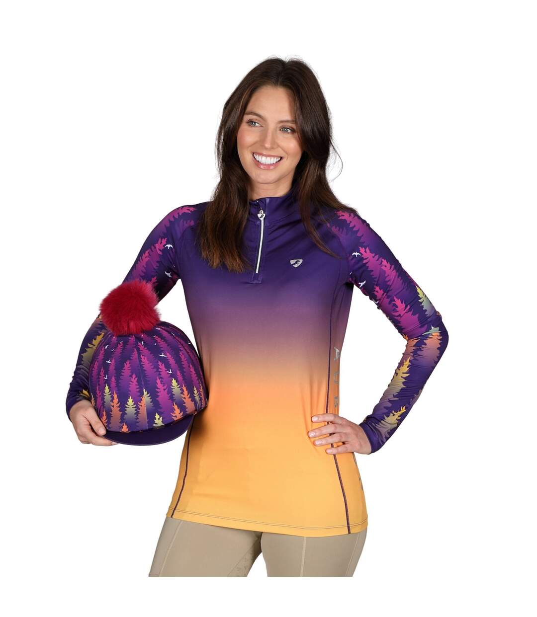 Womens/ladies Hyde Park Forest Cross Country Shirt Purple Aubrion-1
