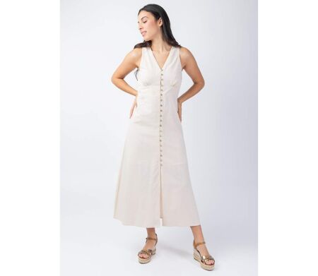 Robe longue coupe cintrée SERAPHINE beige Coton Du Monde