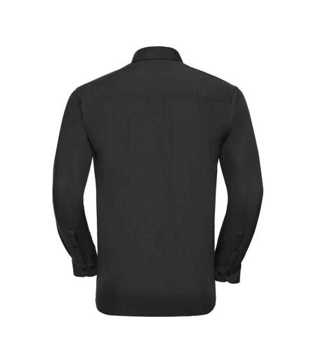 Mens Poplin Easy-care Formal Shirt Black Russell Collection