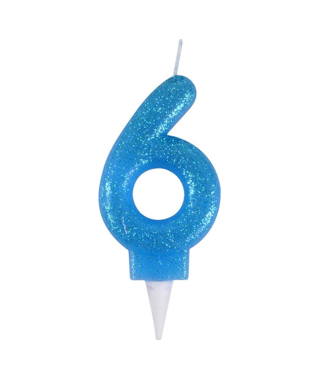 Bougie d'Anniversaire Paillette Chiffre 6 7cm Bleu-1